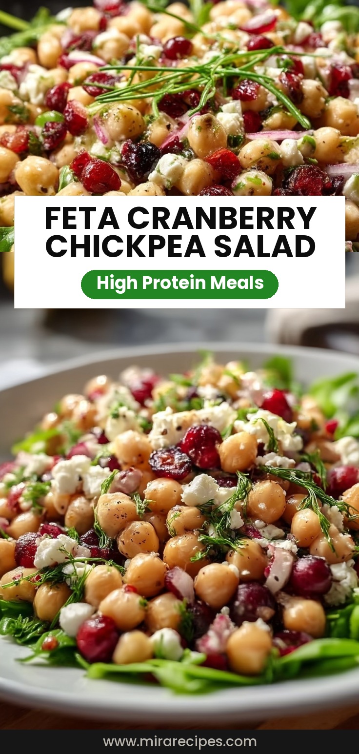 Feta and Cranberry Chickpea Salad with Lemon Vinaigrette