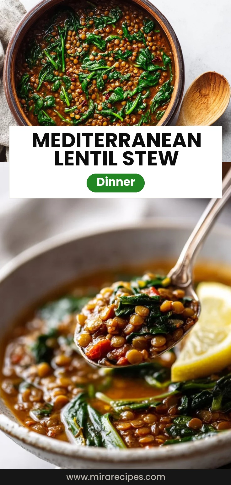 Mediterranean Lentil and Spinach Stew (Vegan, One-pot)