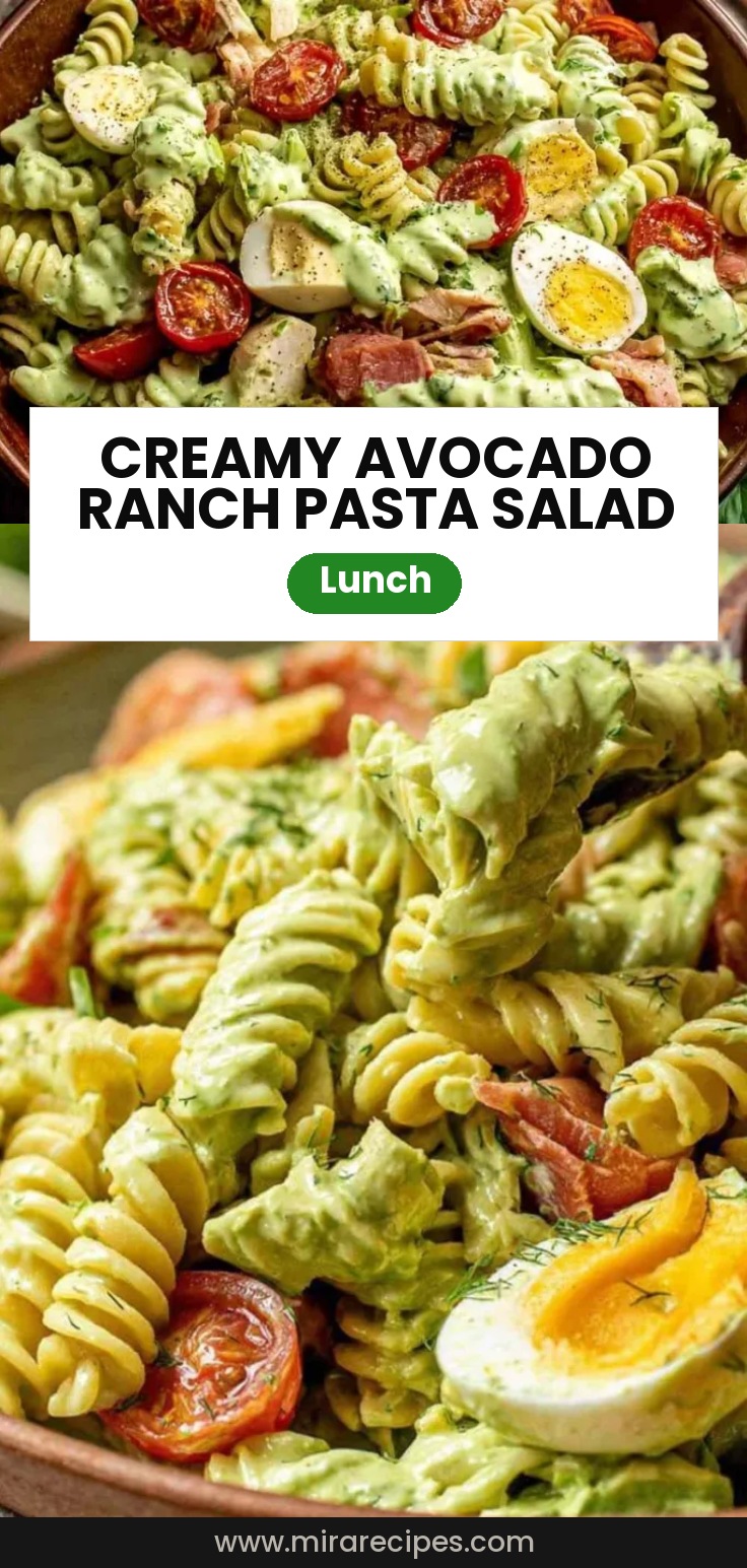 Creamy avocado ranch pasta salad