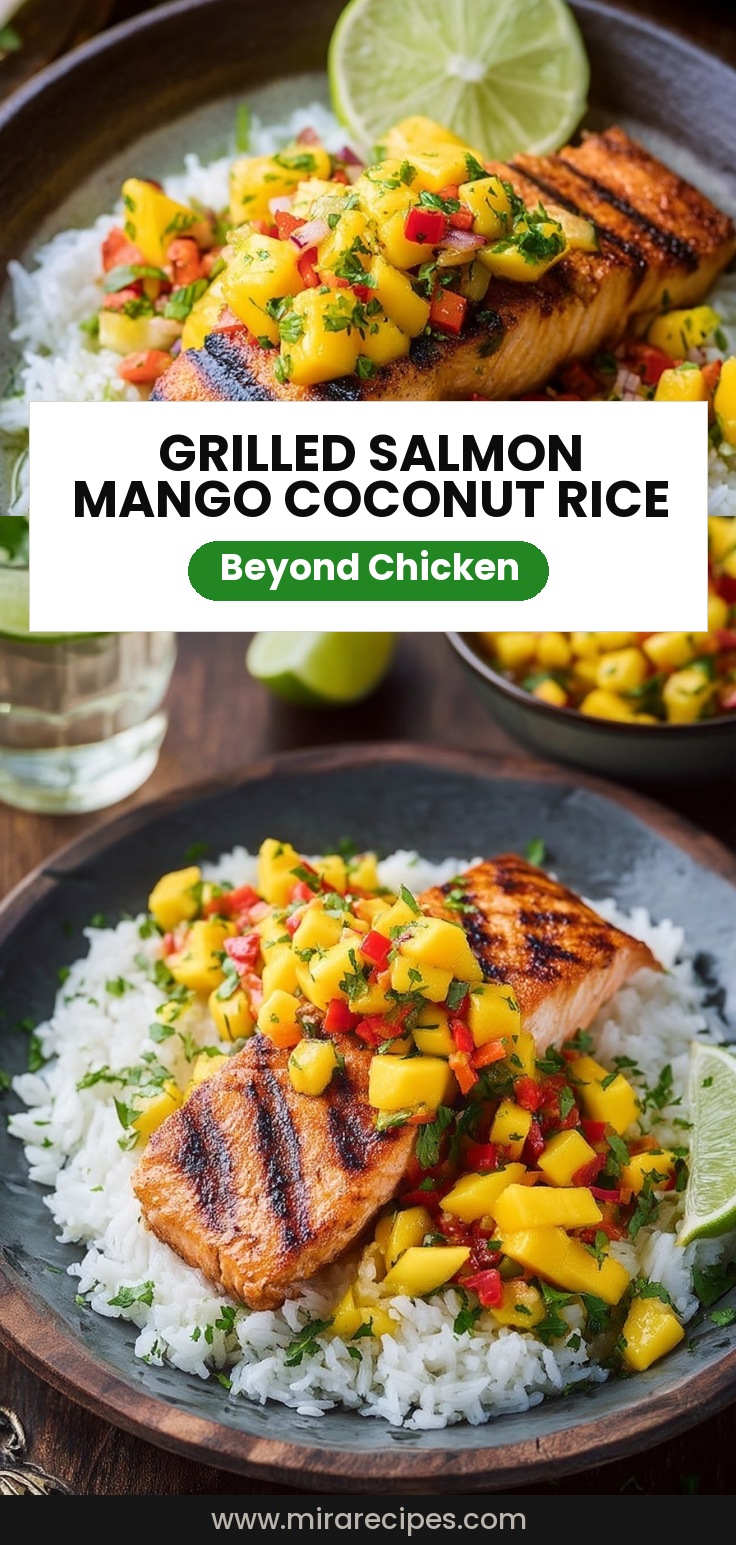 Grilled Salmon with Mango Salsa and Coconut Rice