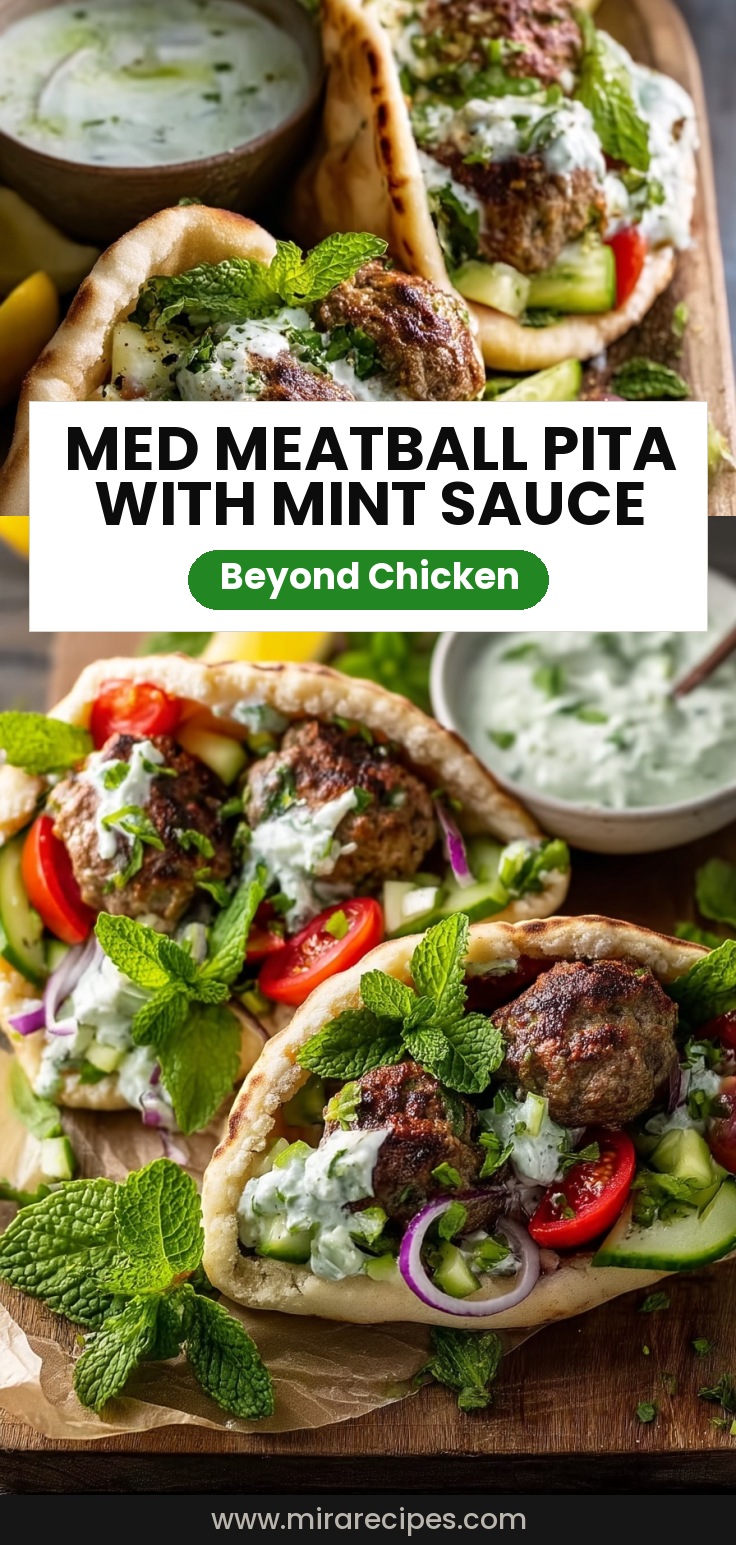 Mediterranean Meatball Stuffed Pitas with Mint Yogurt Sauce