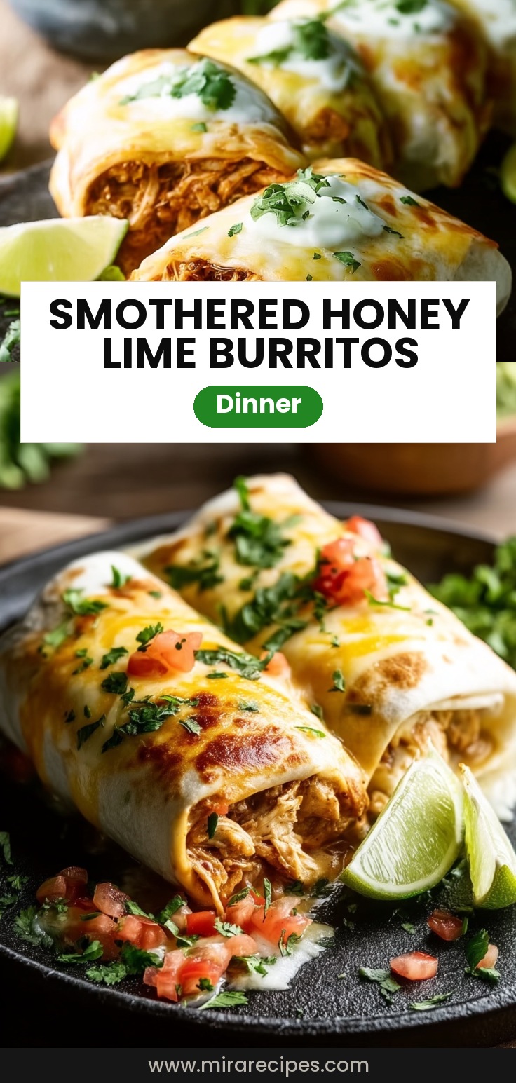 Smothered Honey Lime Chicken Burritos