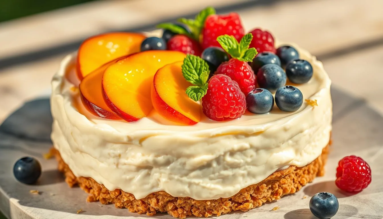 Summer Peach &amp; Berry Cheesecake – A Chilled Slice of Heaven!