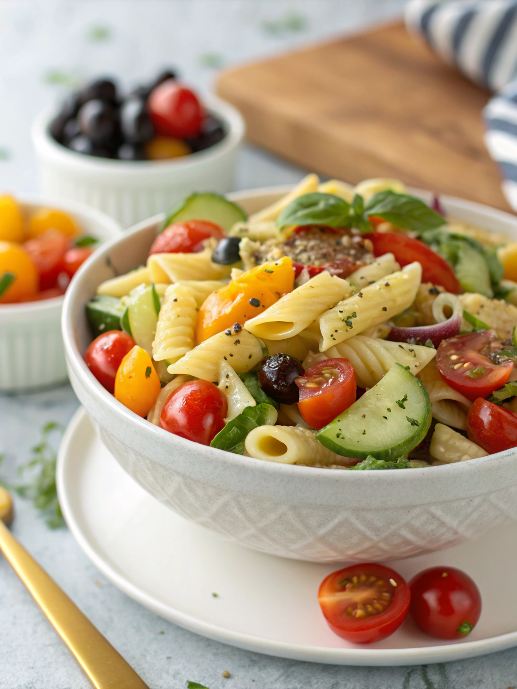 Easy Summer Pasta Salad with Fresh Veggies & Zesty Dressing!