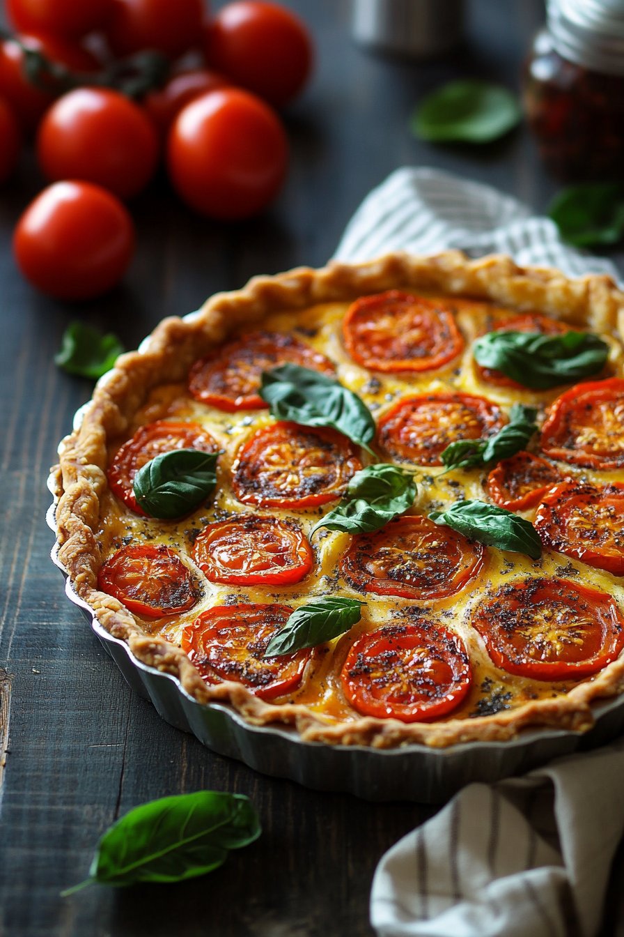 Easy Crustless Tomato Pie Low Carb Side Dish