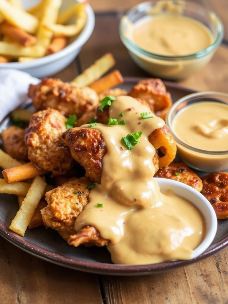 Pretzel Chicken Delight with Mustard-Cheddar Sauce