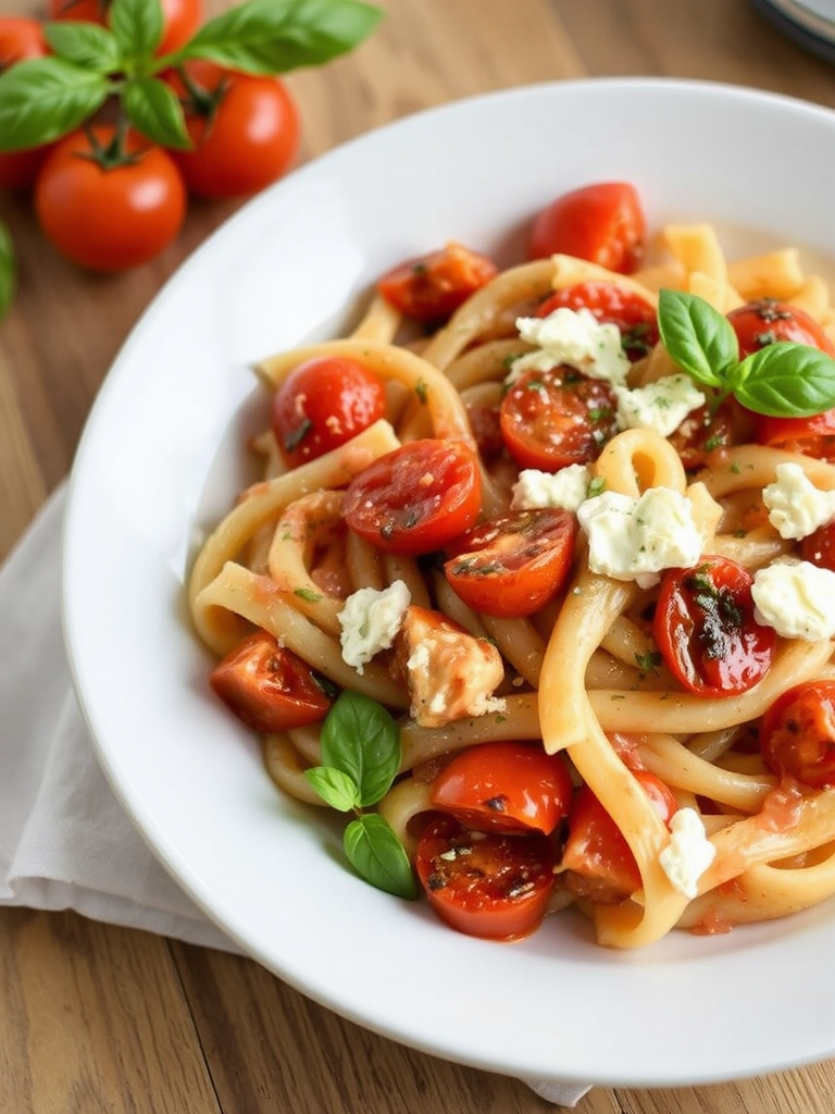 Roasted Tomato Garlic Ricotta Pasta Delight