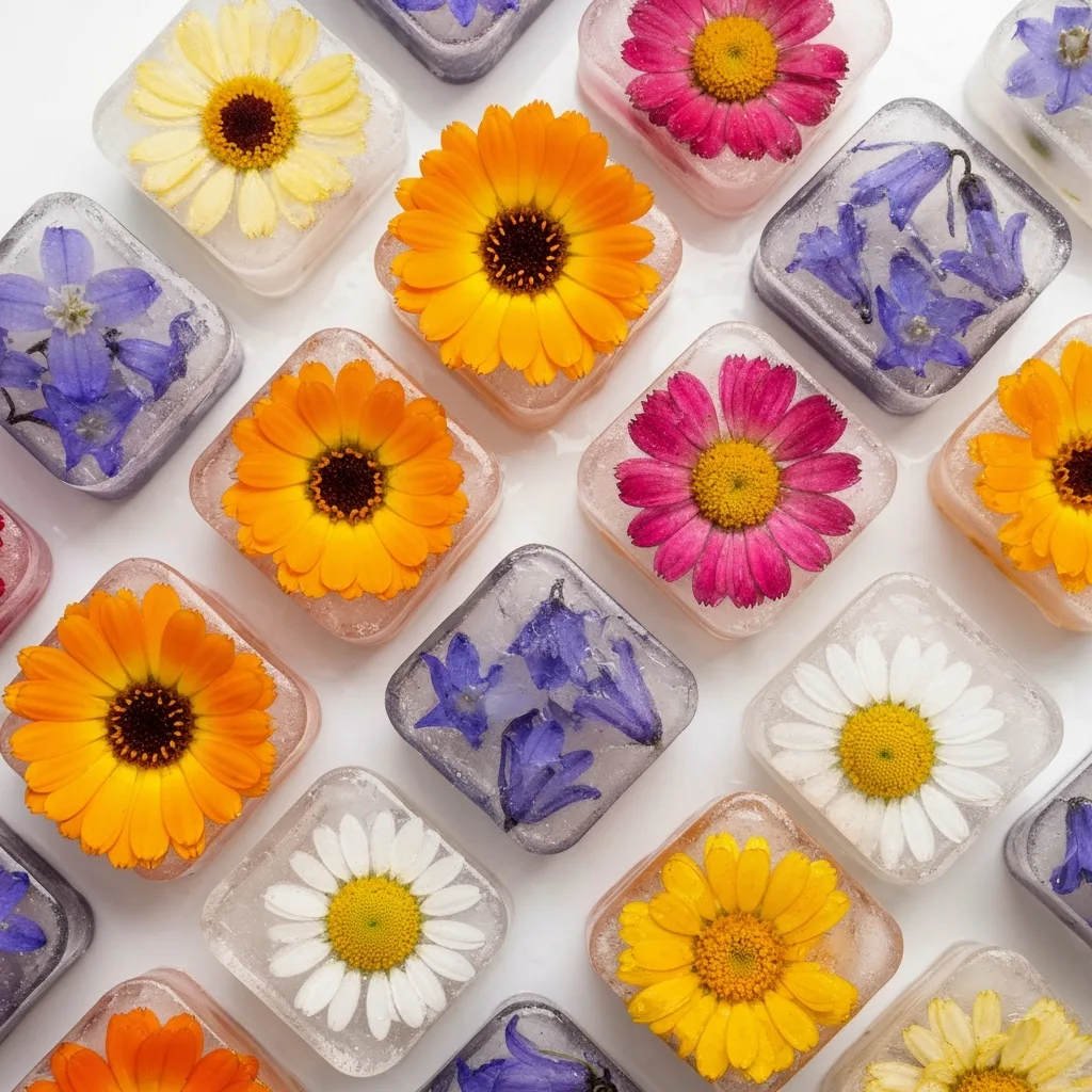 Edible Flower Ice Cubes: Blooming Refreshment