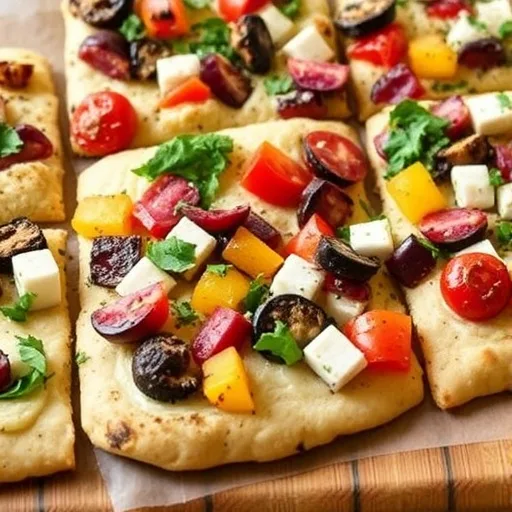 Roasted Veggie Flatbread Squares