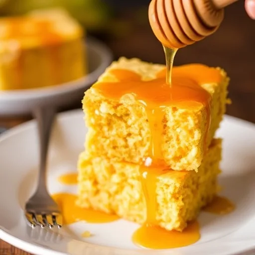 Sweet Cornbread Squares with Honey Drizzle
