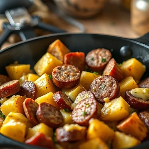 Cheesy Ranch Potatoes &amp; Smoked Sausage Skillet