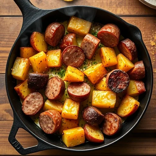 Cheesy Ranch Potatoes &amp; Smoked Sausage Skillet