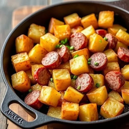 Cheesy Ranch Potatoes &amp; Smoked Sausage Skillet