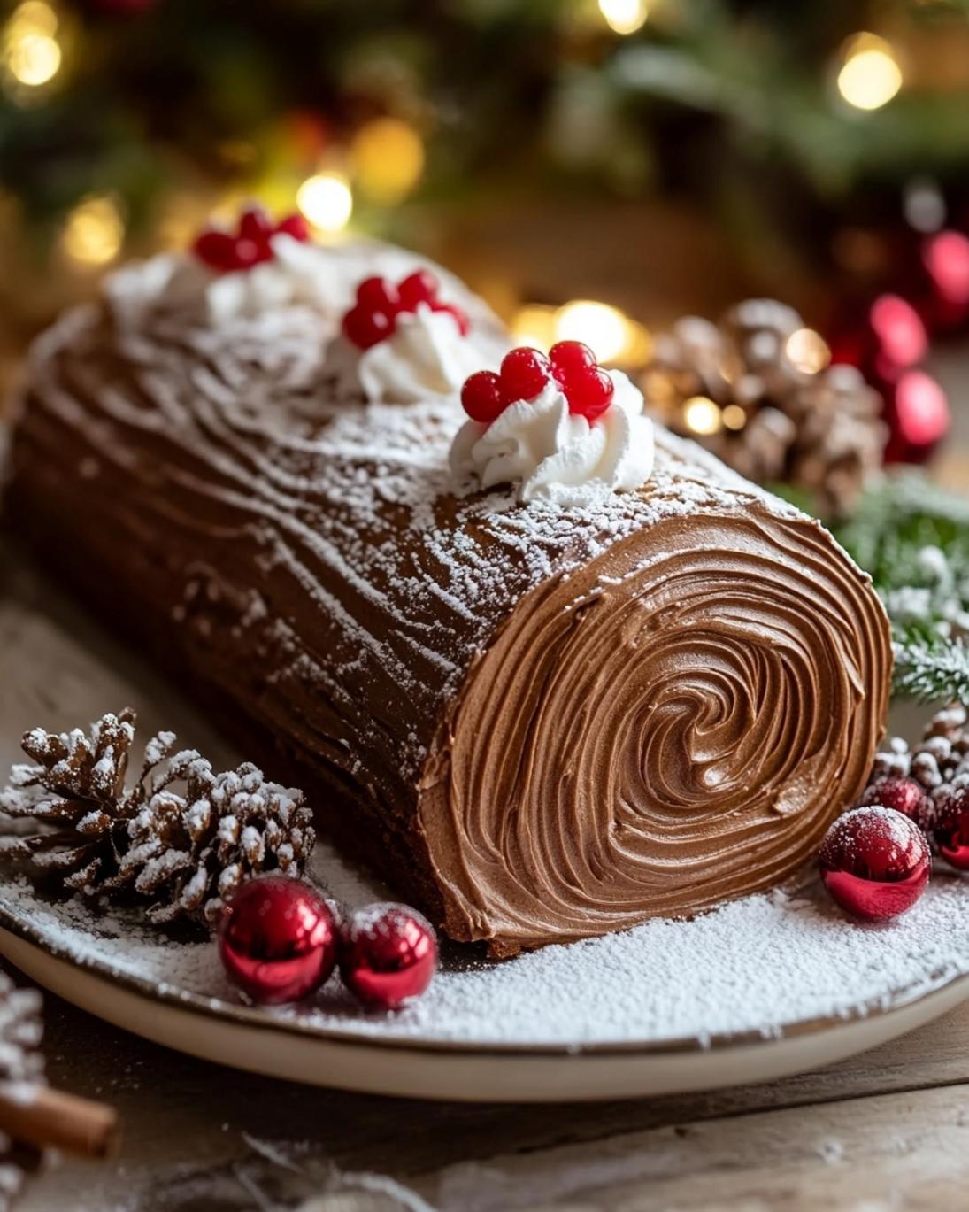 Gingerbread Yule Log Cake Easy Holiday Dessert Recipe for Christmas 9