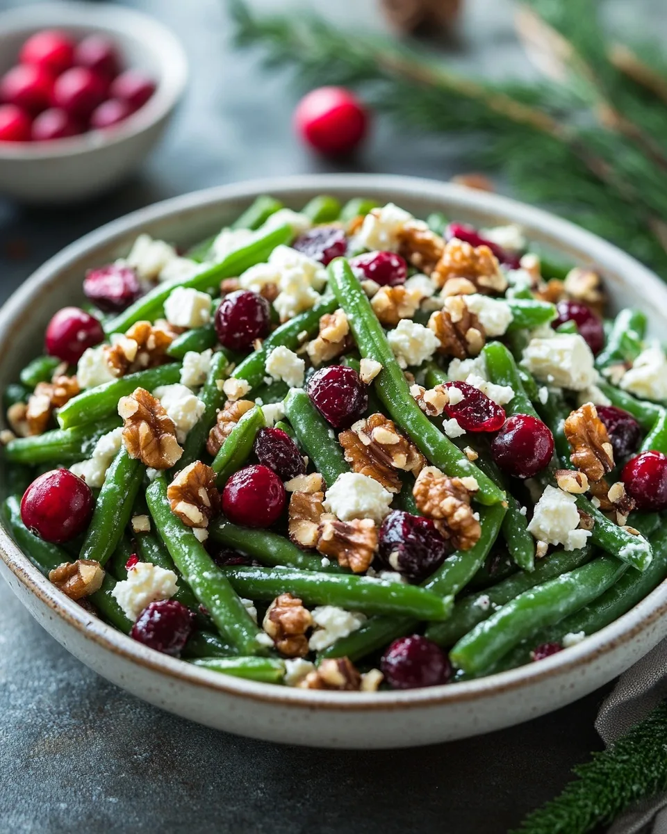 Festive Green Bean Salad: Feta, Cranberry &amp; Walnut Holiday Side Dish