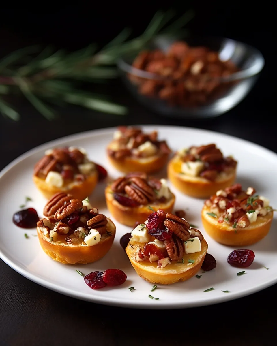 Gourmet Sweet Potato &amp; Brie Bites: Cranberry Pecan Appetizer