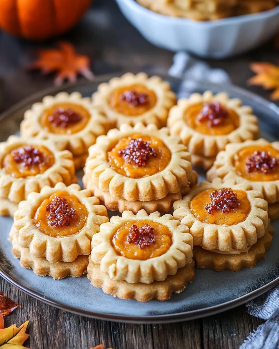 Pumpkin Pie Filling Thanksgiving Cookies with Fall Shortbread Base