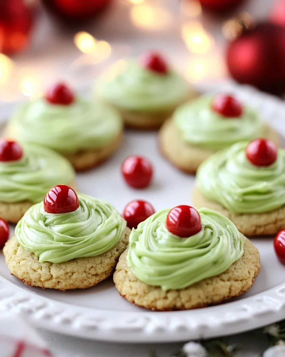 Soft &amp; Sweet Grinch Cookies with Hershey Kiss for the Holidays