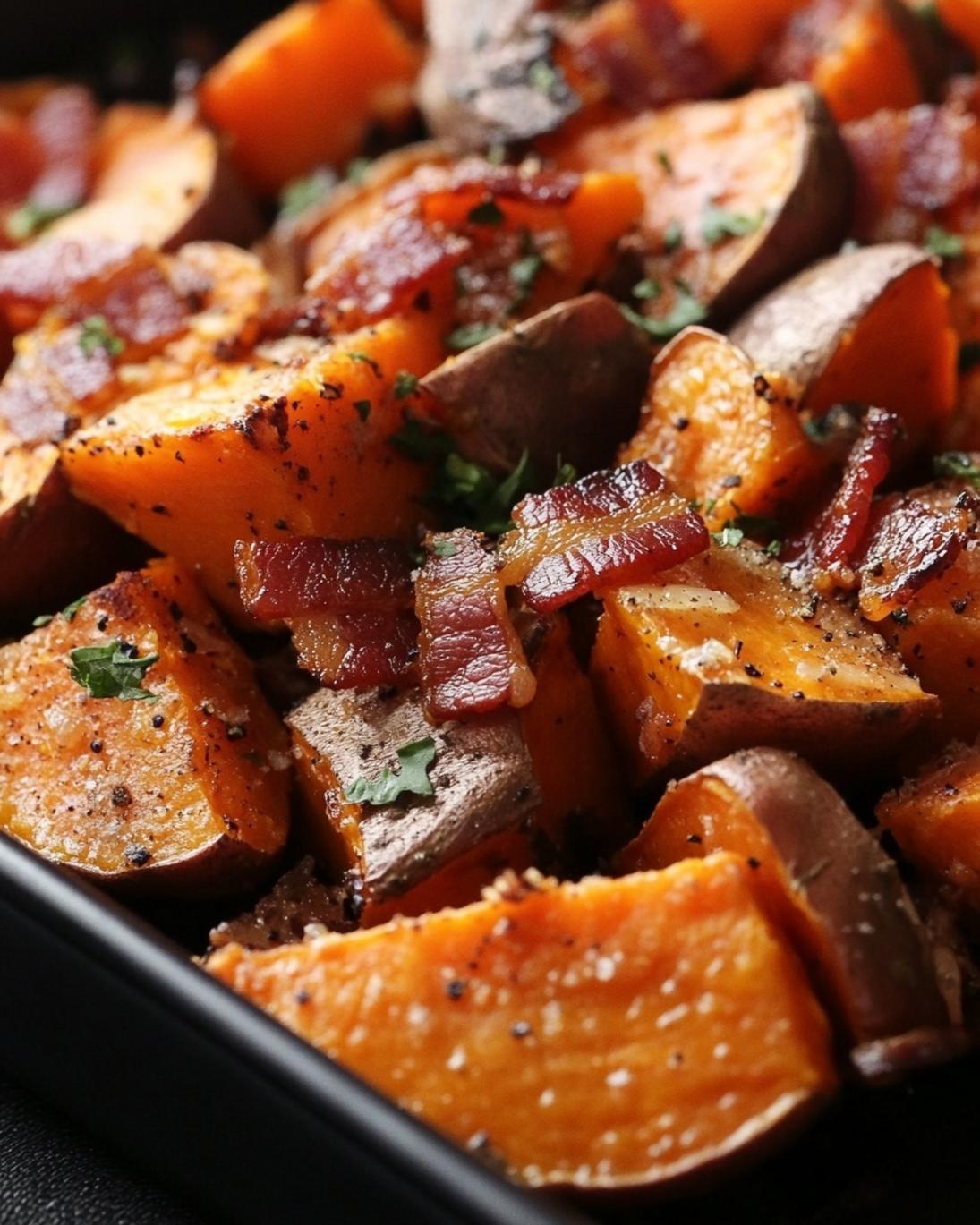 Maple Bacon Roasted Sweet Potatoes Easy Sweet Savory Side Dish Recipe 13