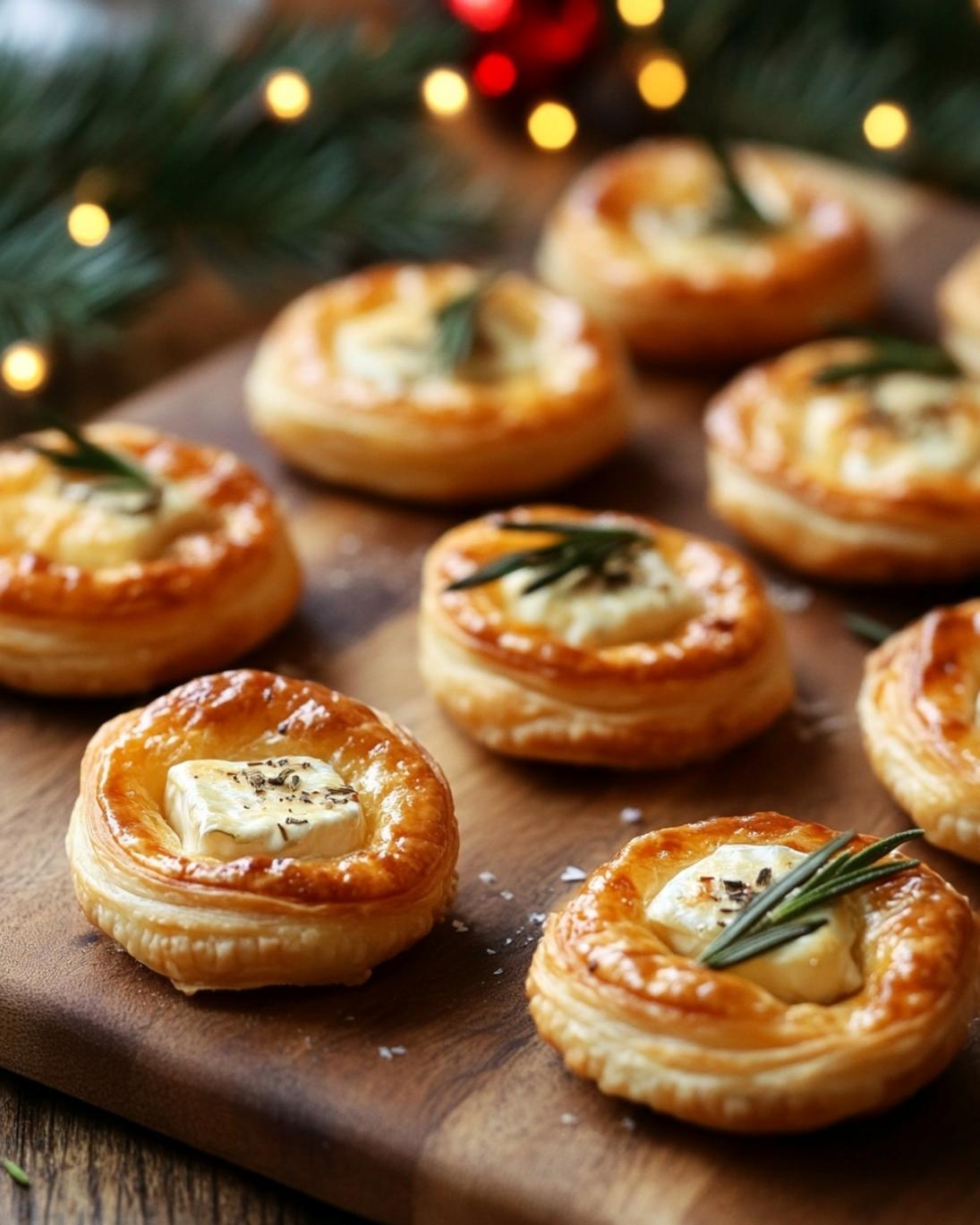 Mini Brie Rosemary Puff Pastry Bites Easy Christmas Appetizer 9
