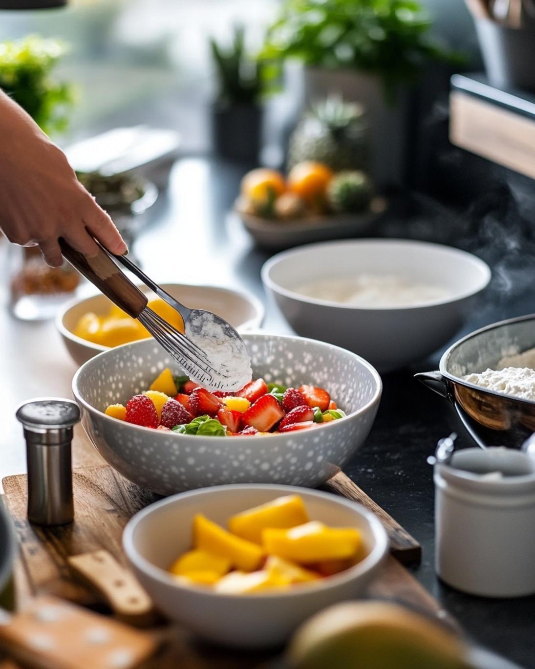 ingrediant of Winter Fruit Salad Fresh Colorful Seasonal Recipe