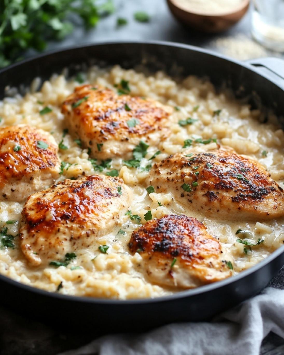 Creamy One Pan Parmesan Chicken and Rice Dinner Ready in 30 Minutes 1