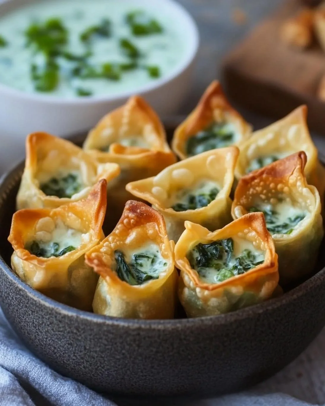 Creamy Spinach Artichoke Wonton Bites
