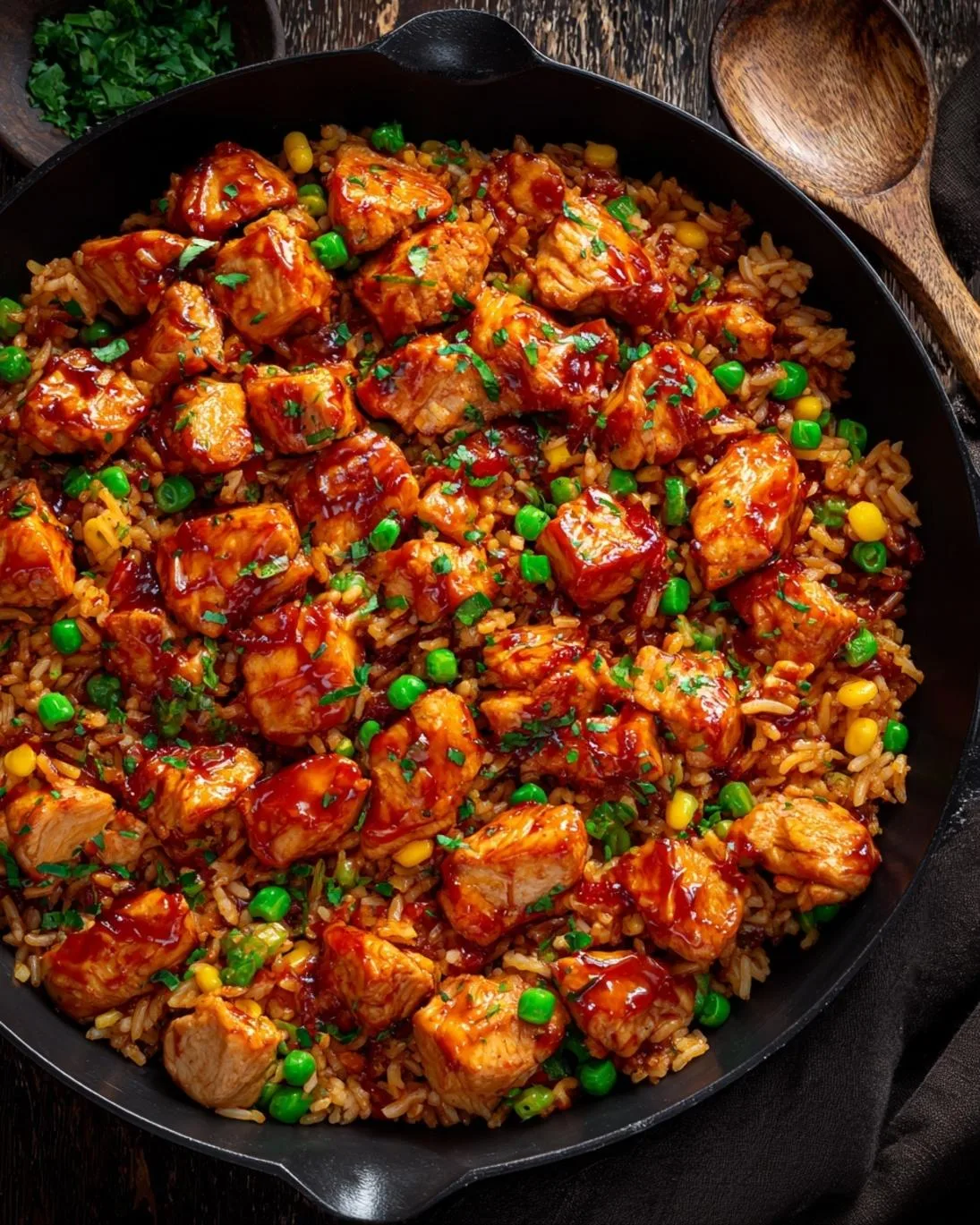 Effortless Honey BBQ Chicken &amp; Rice Skillet