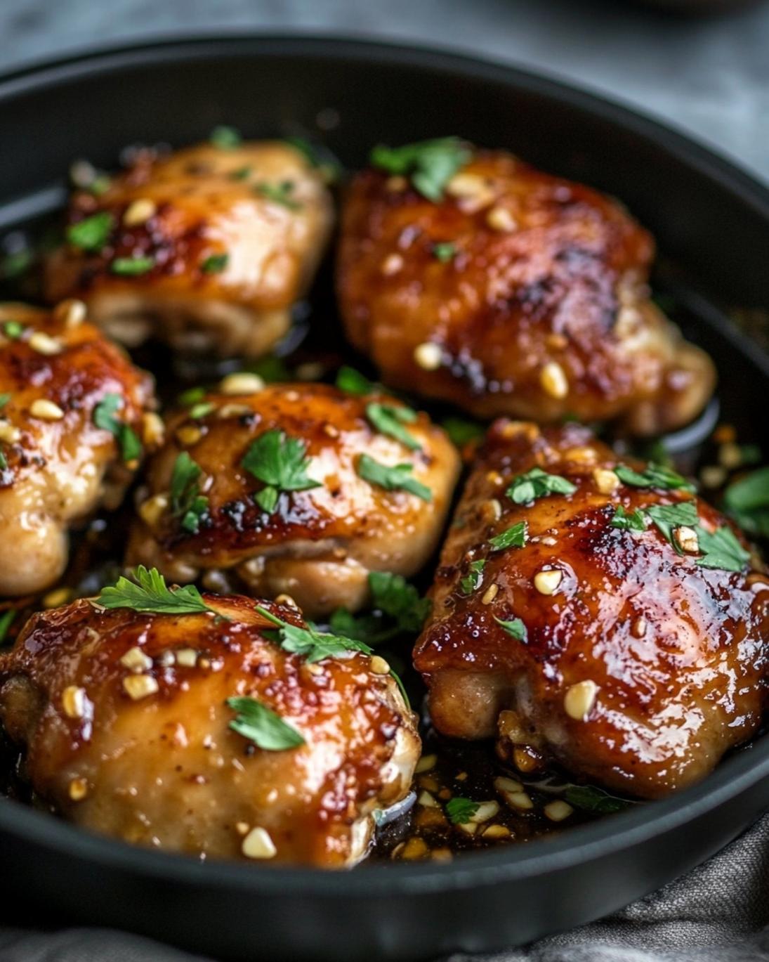 Juicy One Pan Honey Garlic Boneless Chicken Thighs 1