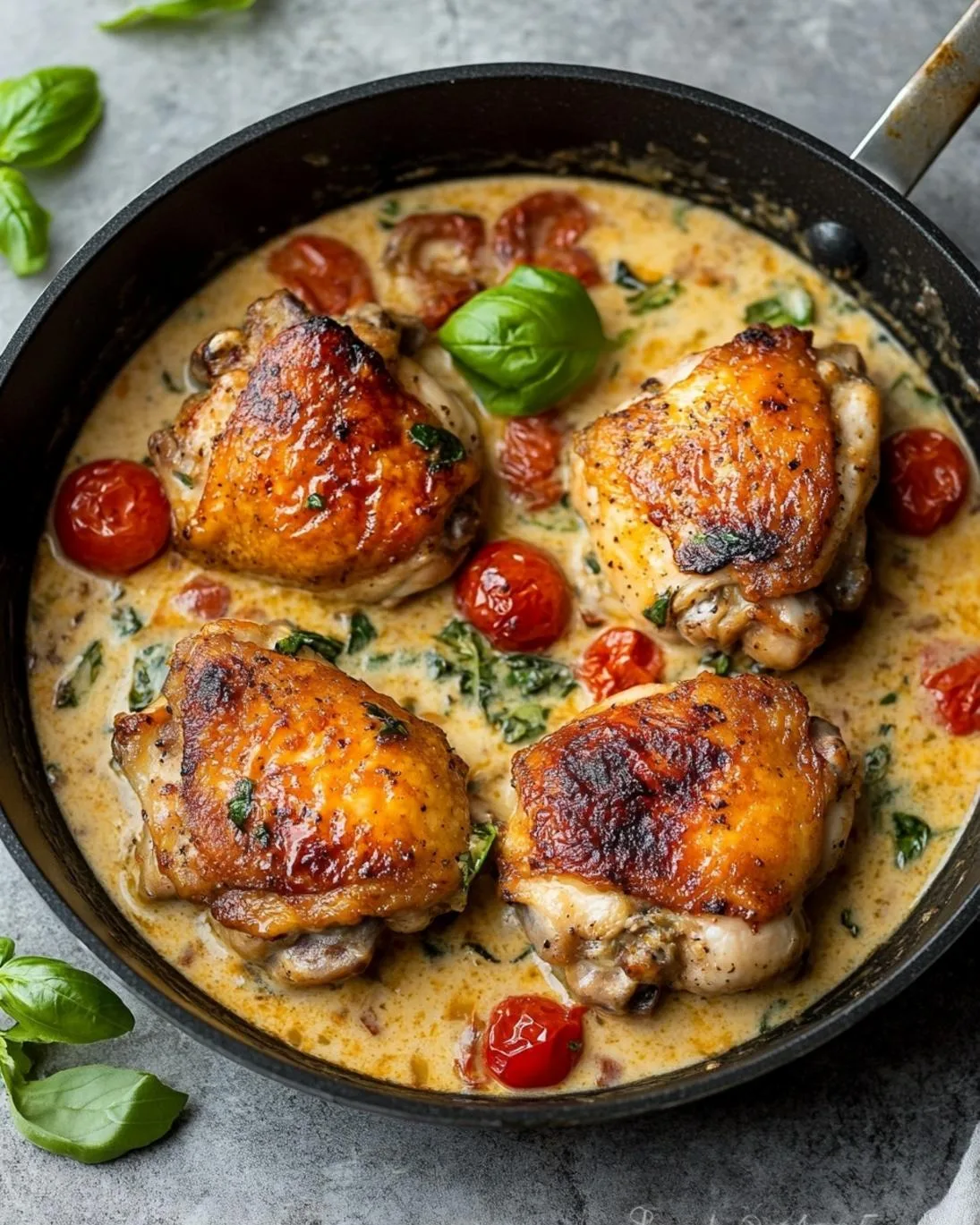 One-Pan Creamy Tuscan Chicken Thighs That Will Blow Your Mind