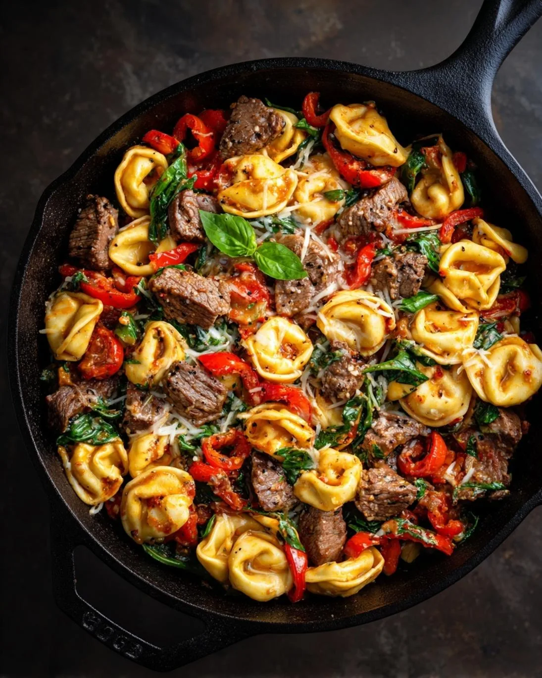 Savory Garlic Steak Tortellini Skillet