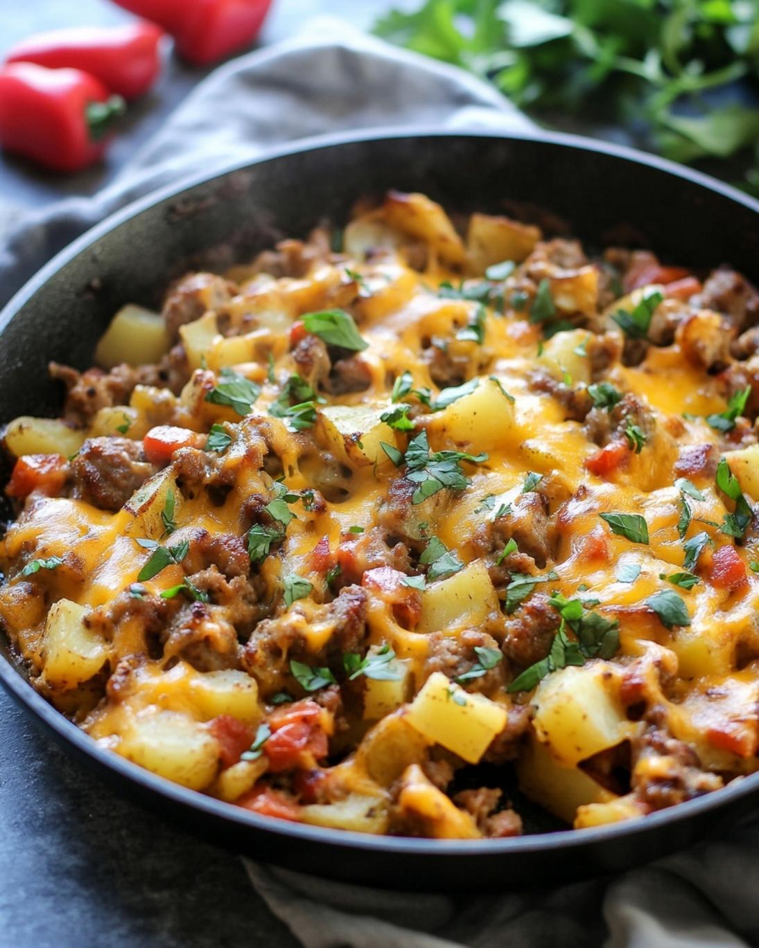 Smoky Sausage Cheesy Ranch Potato Skillet 1