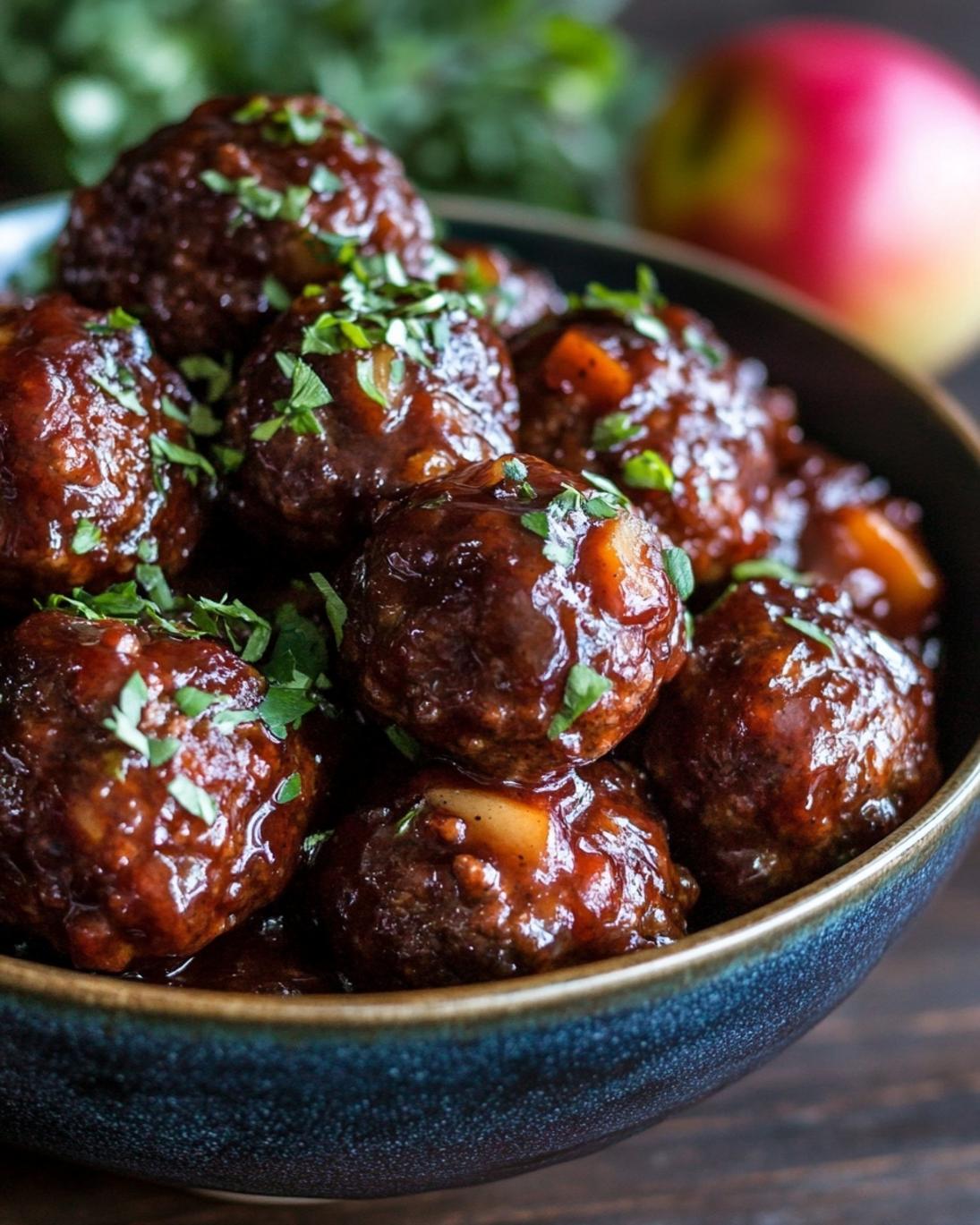 Sticky Sweet Bourbon Apple Butter Meatballs Slow Cooker Magic 1