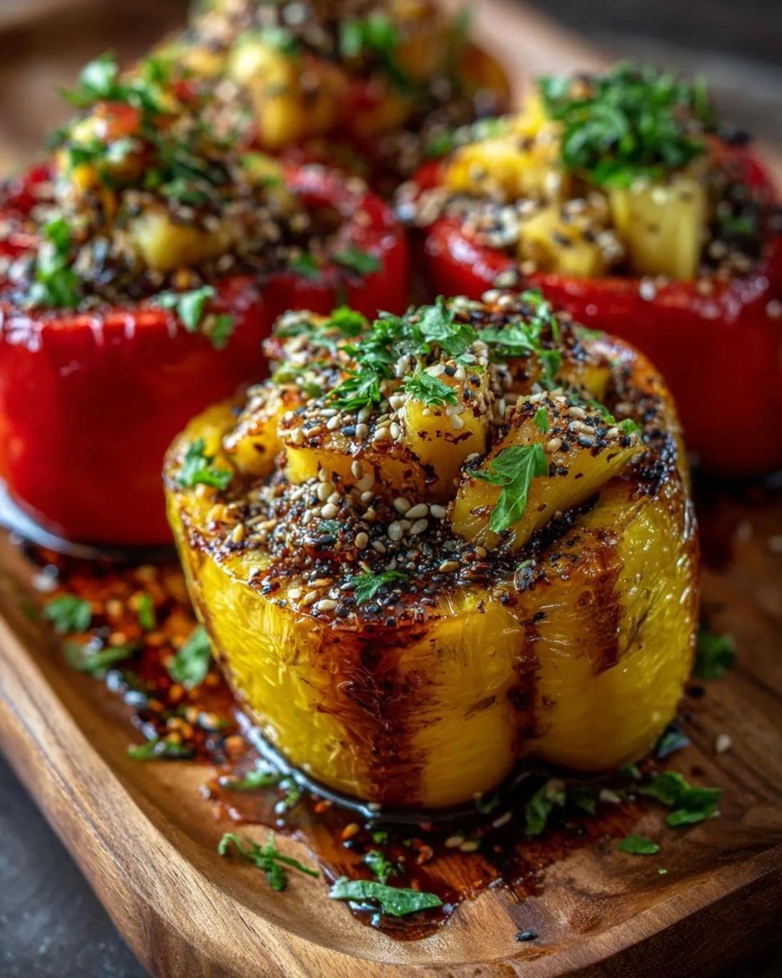 Sweet &amp; Savory Teriyaki Pineapple Stuffed Peppers