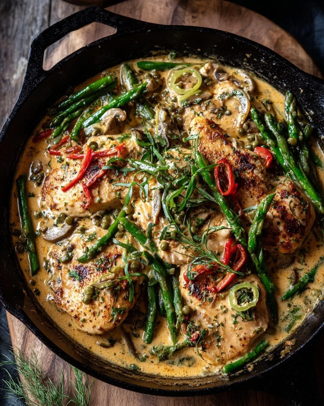 Zesty Creamy Pepperoncini Chicken Skillet