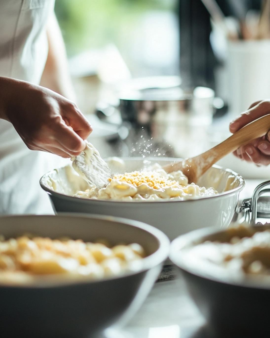ingrediant of Creamy Mac Cheese Burger Soup Bowl Ultimate Comfort Food Mashup