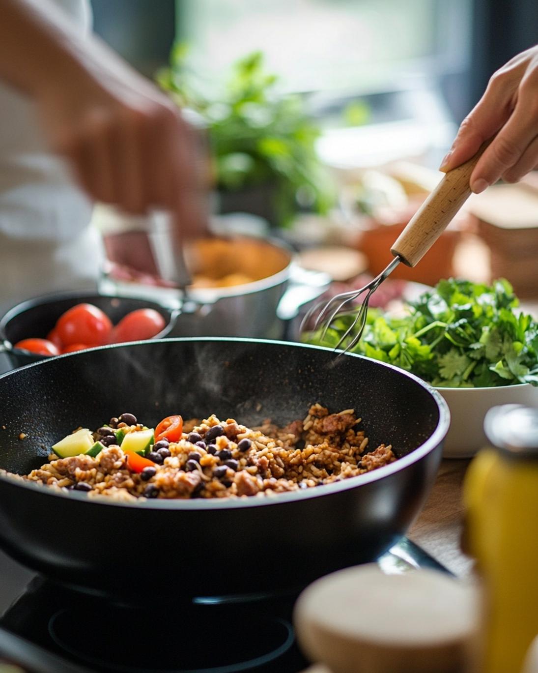 Sizzling Sausage & Black Bean Rice Skillet Dinner 2 ingrediant of Sizzling Sausage Black Bean Rice Skillet Dinner
