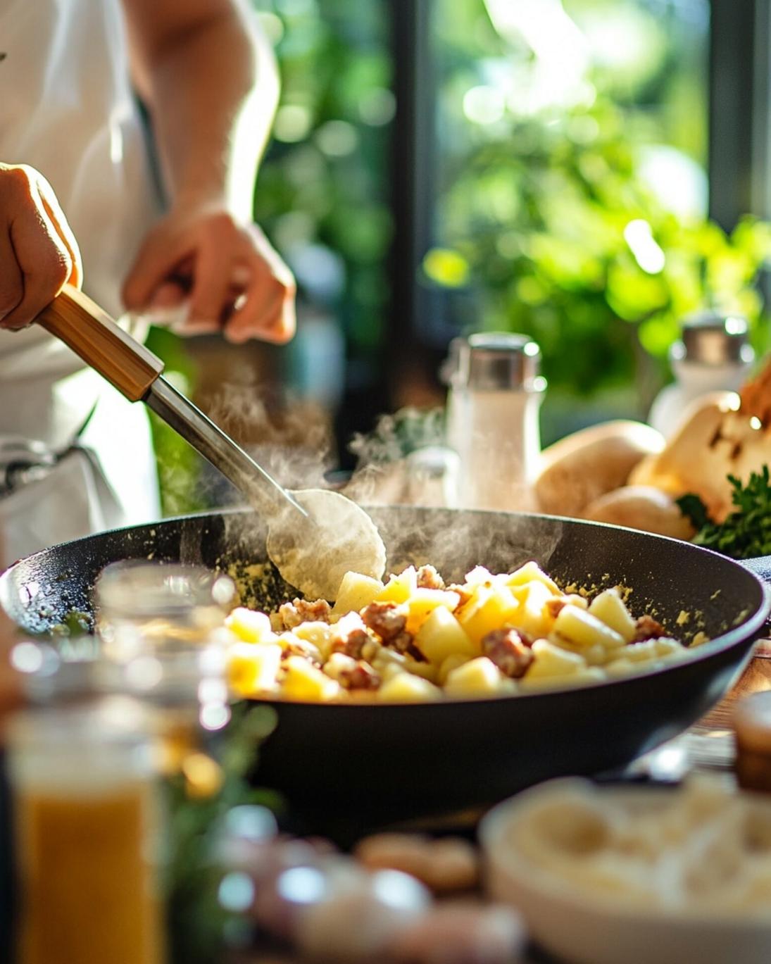 ingrediant of Smoky Sausage Cheesy Ranch Potato Skillet