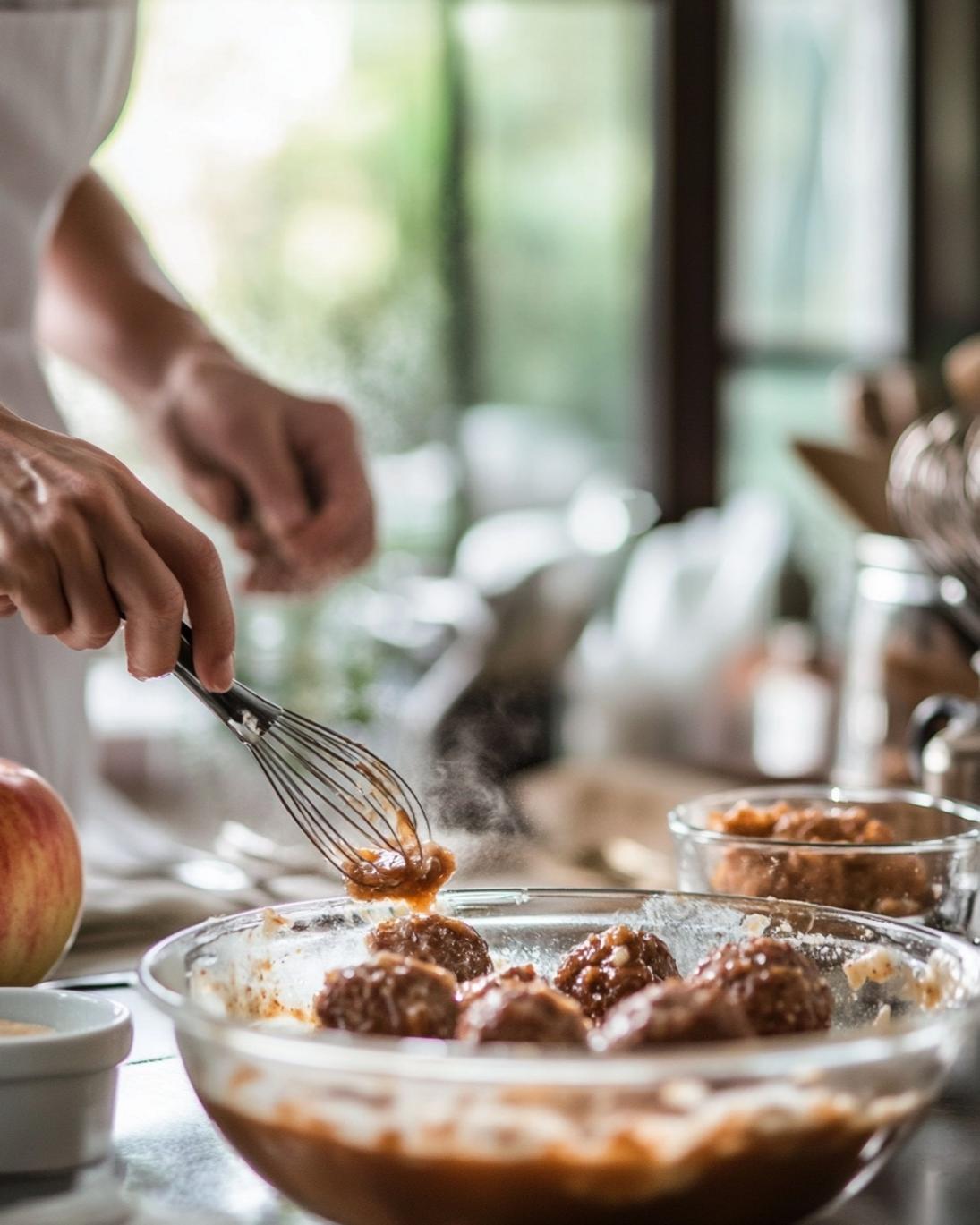 ingrediant of Sticky Sweet Bourbon Apple Butter Meatballs Slow Cooker Magic