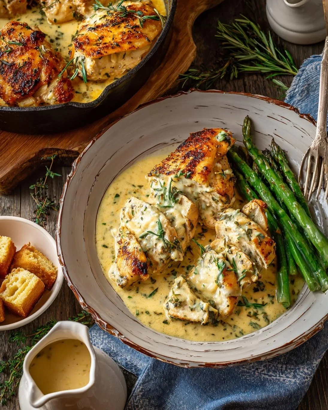 Creamy Herb Chicken with Sides Dinner