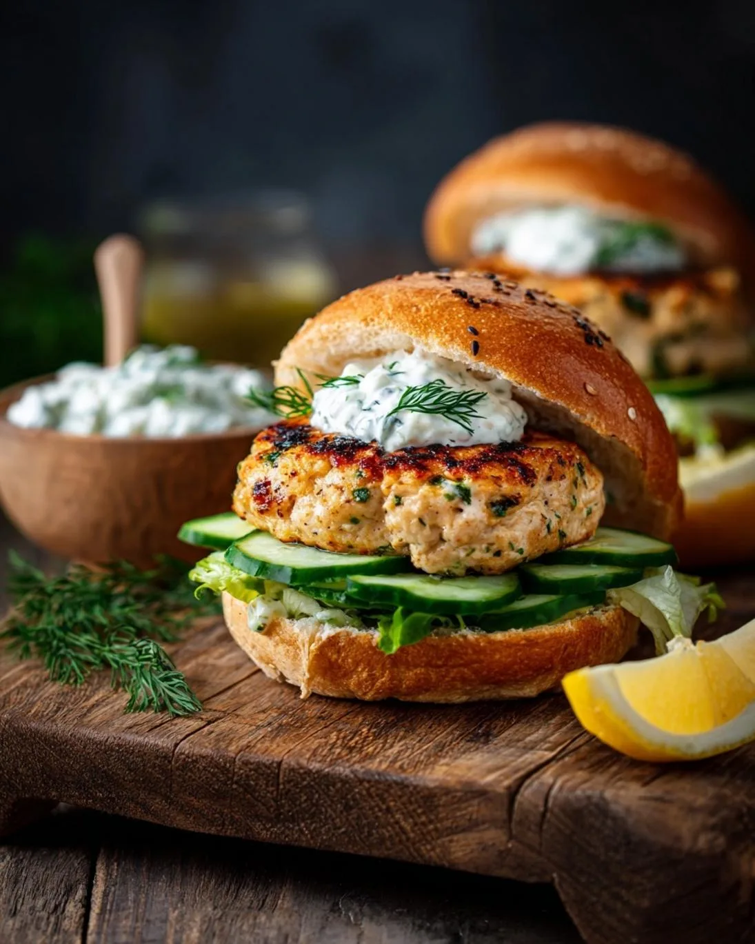 Juicy Greek Chicken Burgers &amp; Zesty Tzatziki