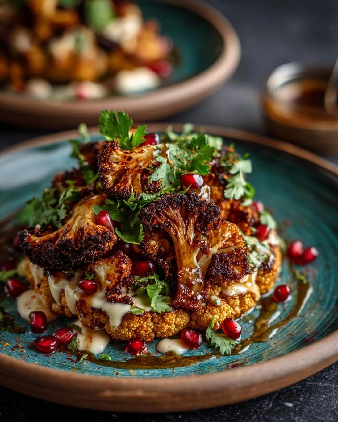 Spiced Moroccan Cauliflower with Tahini Honey Drizzle