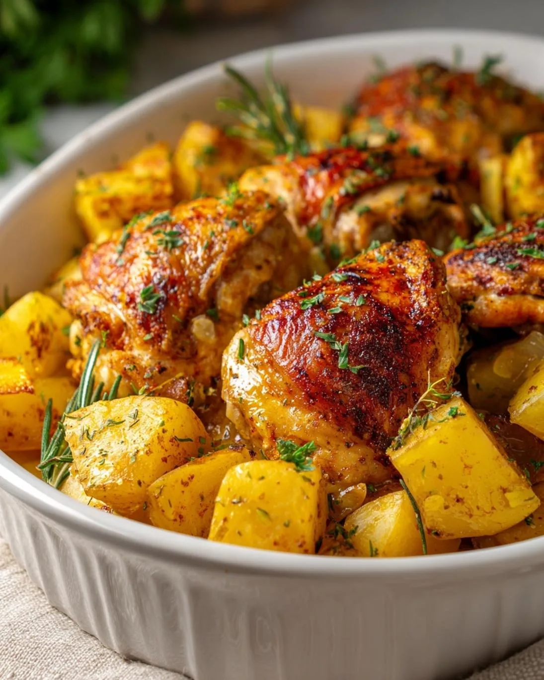 Easy Baked Chicken Thighs with Potatoes