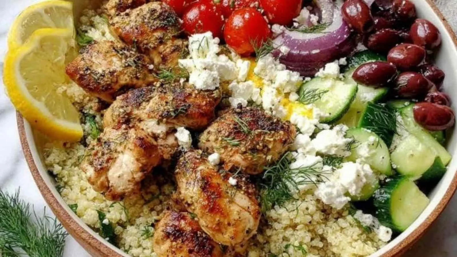 Mediterranean Lemon Dill Chicken Bowls