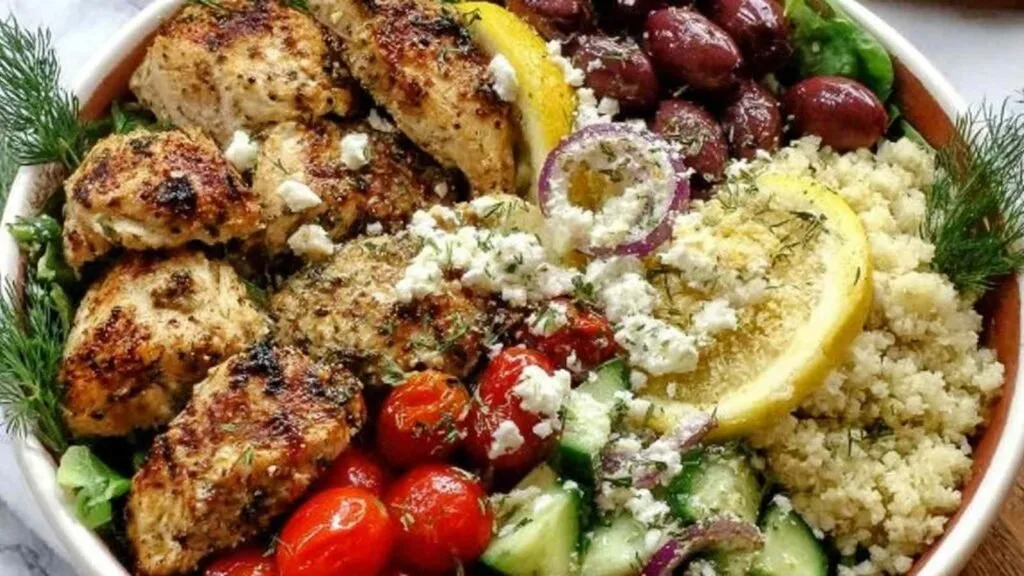 Mediterranean Lemon Dill Chicken Bowls 2 1024x576 1