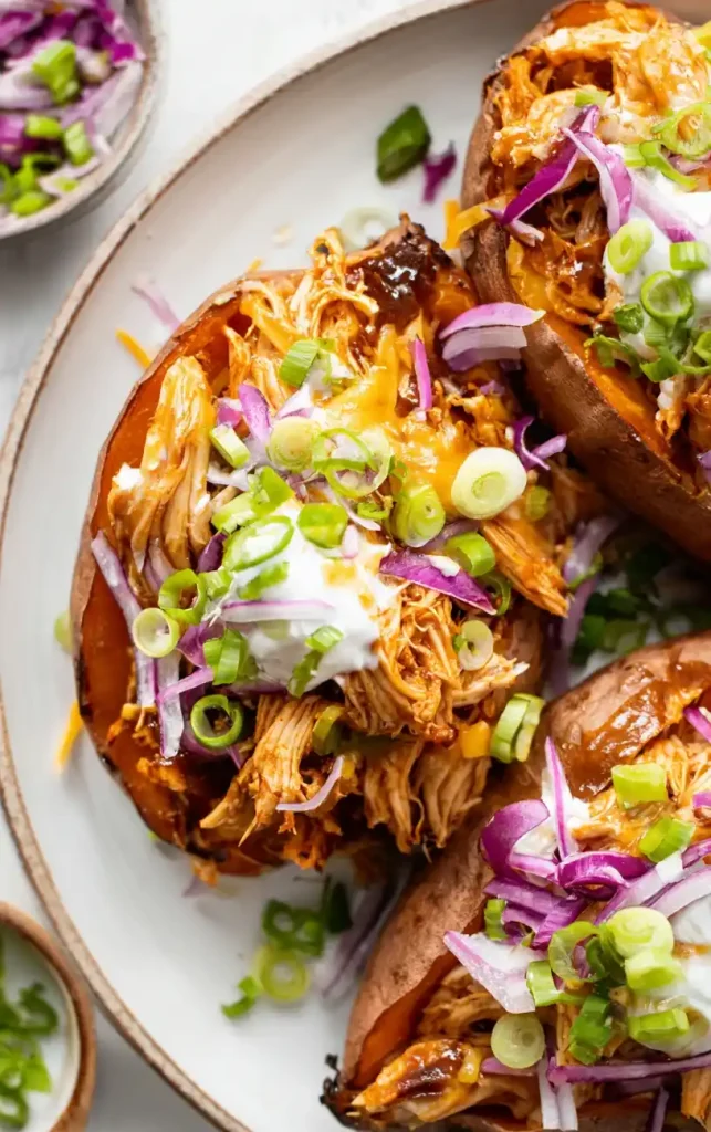 BBQ Chicken Stuffed Sweet Potatoes 2 643x1024 1