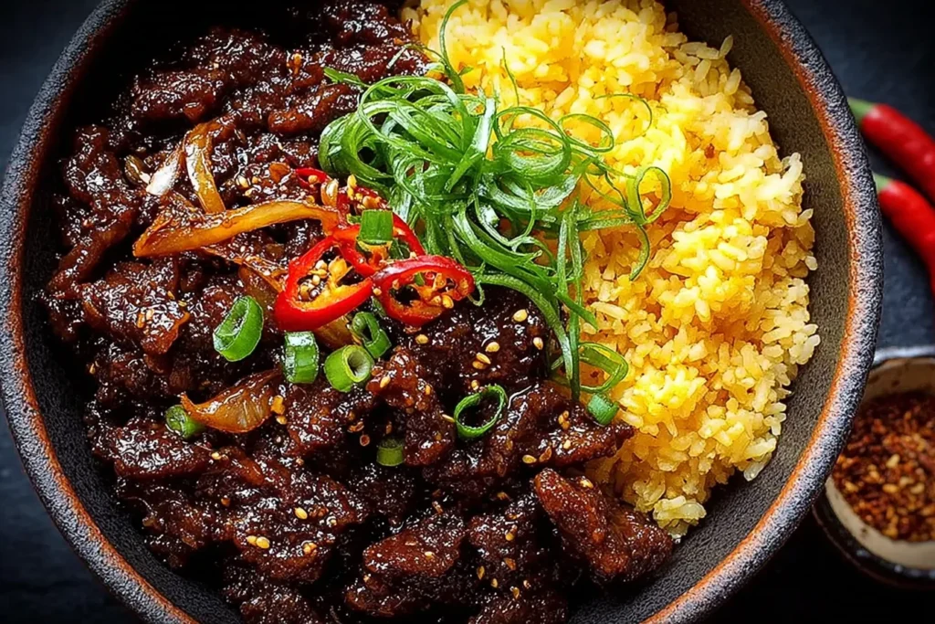 Crispy Chilli Beef Bowl with Rice 1024x683 2