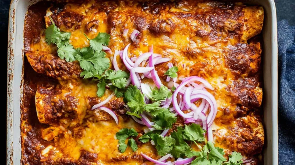 Red chicken enchiladas