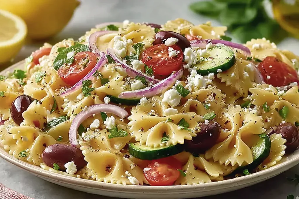 Fresh Feta Mediterranean Pasta Salad Farfalle 1024x683 2