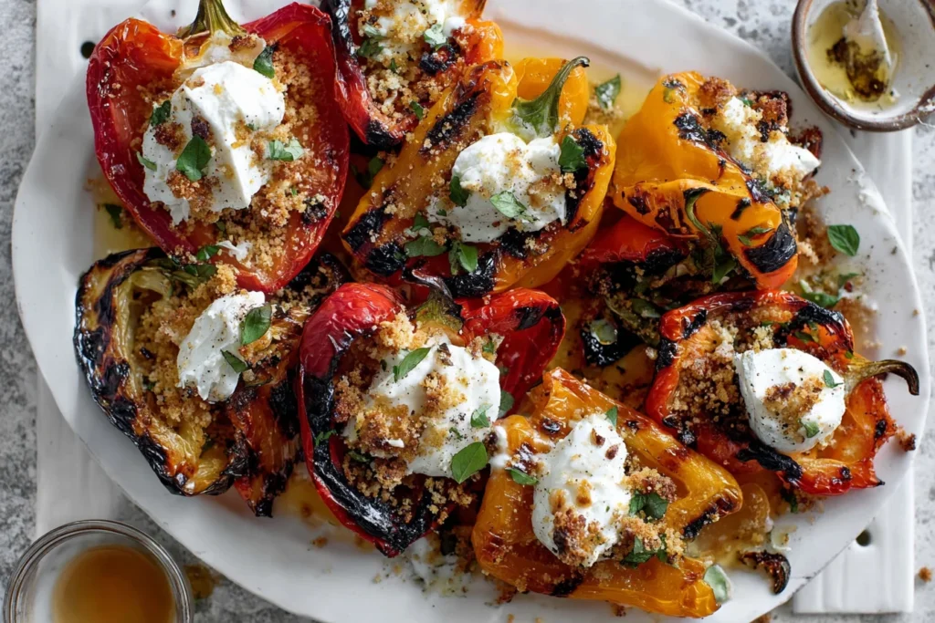 Grilled Marinated Peppers Platter with Burrata 1024x683 2